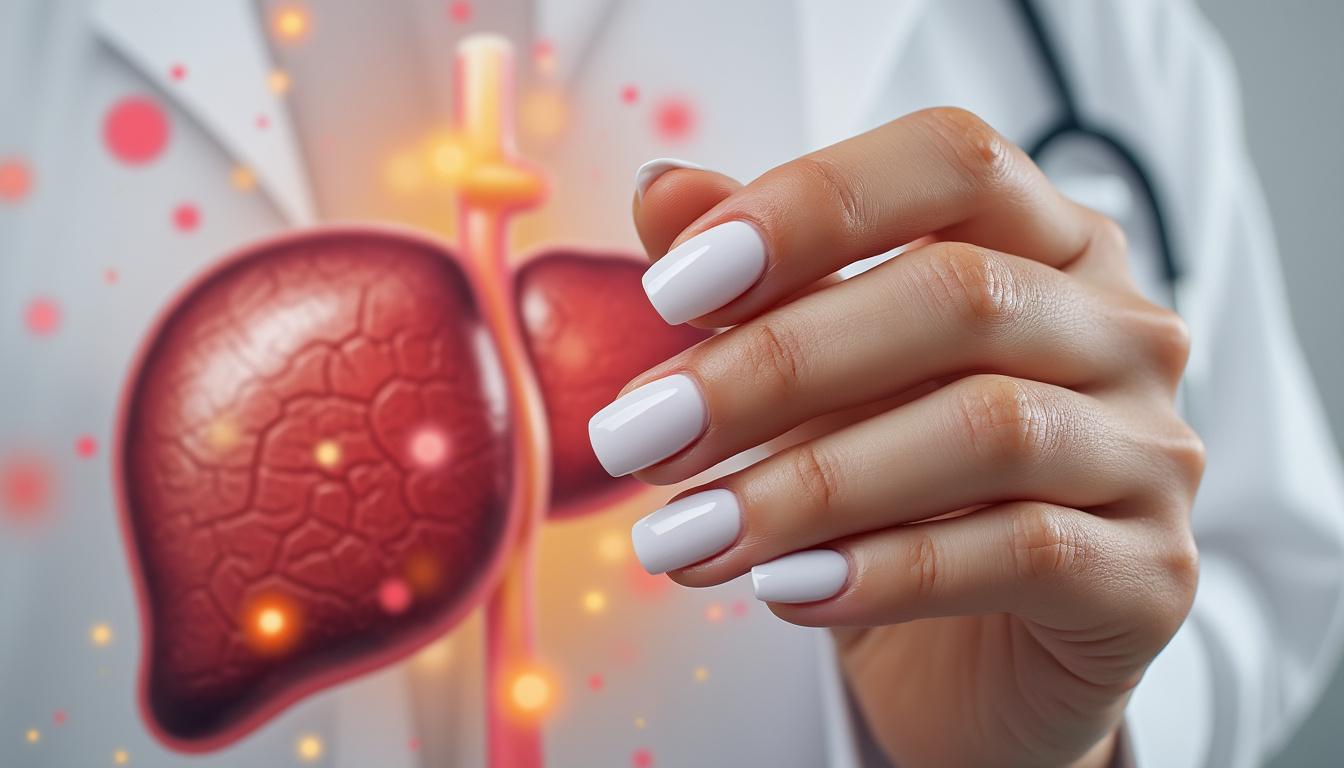 ongles blancs : un signe possible de troubles hépatiques. causes, autres symptômes, risques et quand consulter un médecin. prévention et conseils.
